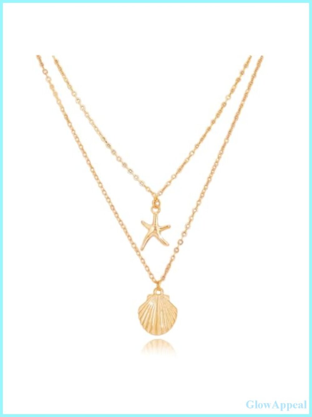 Boho Layered Necklace with Starfish & Shell Pendants